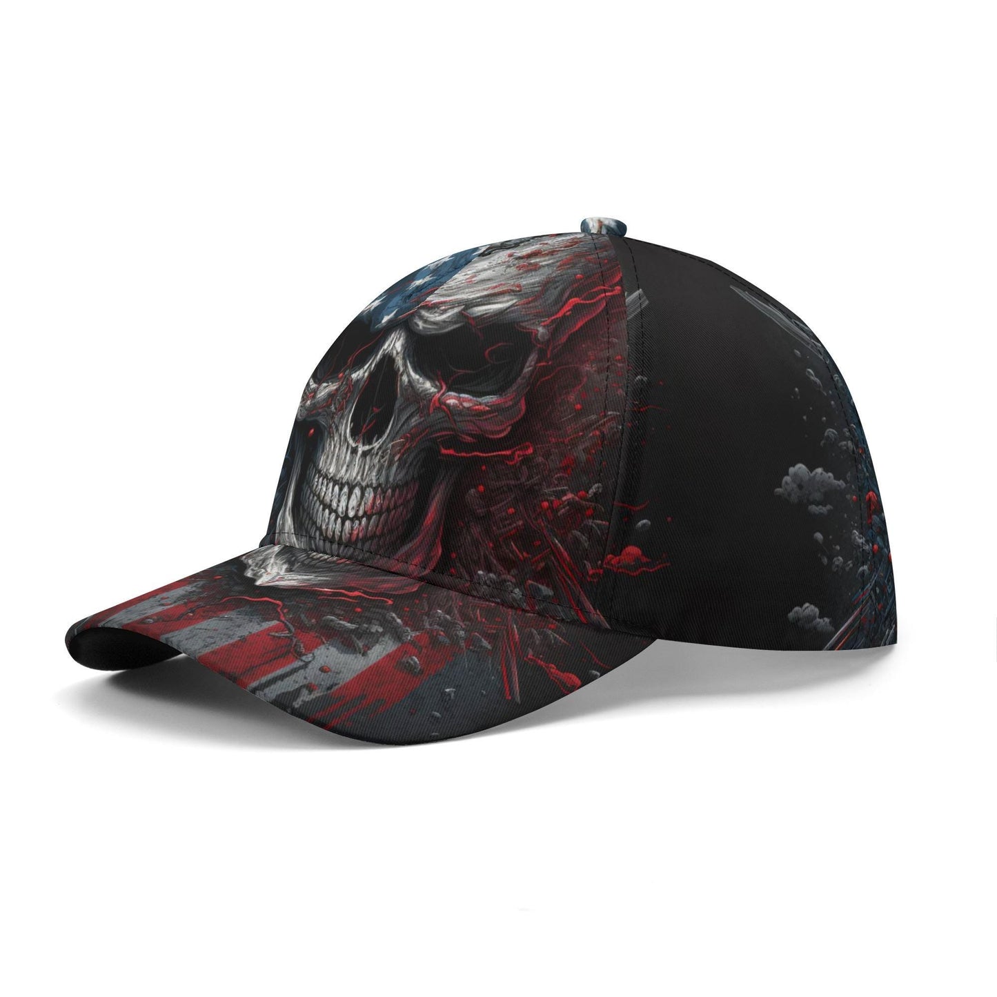 Gothic skull baseball cap, floral skull adjustable hat, biker skull hat for men, skull beanie, goth beanie, halloween skeleton flame skull
