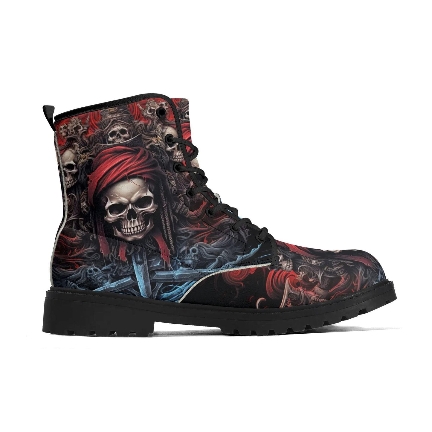 Handcrafted Skull Design Boots - Unique Pirate Skull Pattern Ankle Boots for Men & Women - Custom Gothic Footwear Skull boots