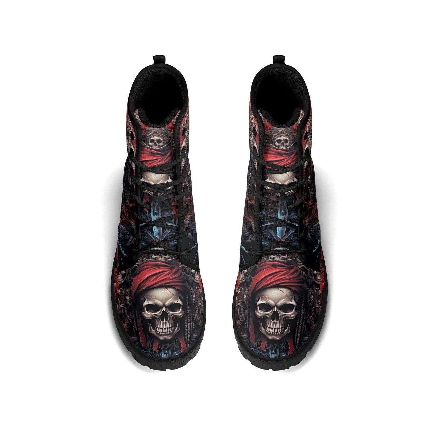 Handcrafted Skull Design Boots - Unique Pirate Skull Pattern Ankle Boots for Men & Women - Custom Gothic Footwear Skull boots