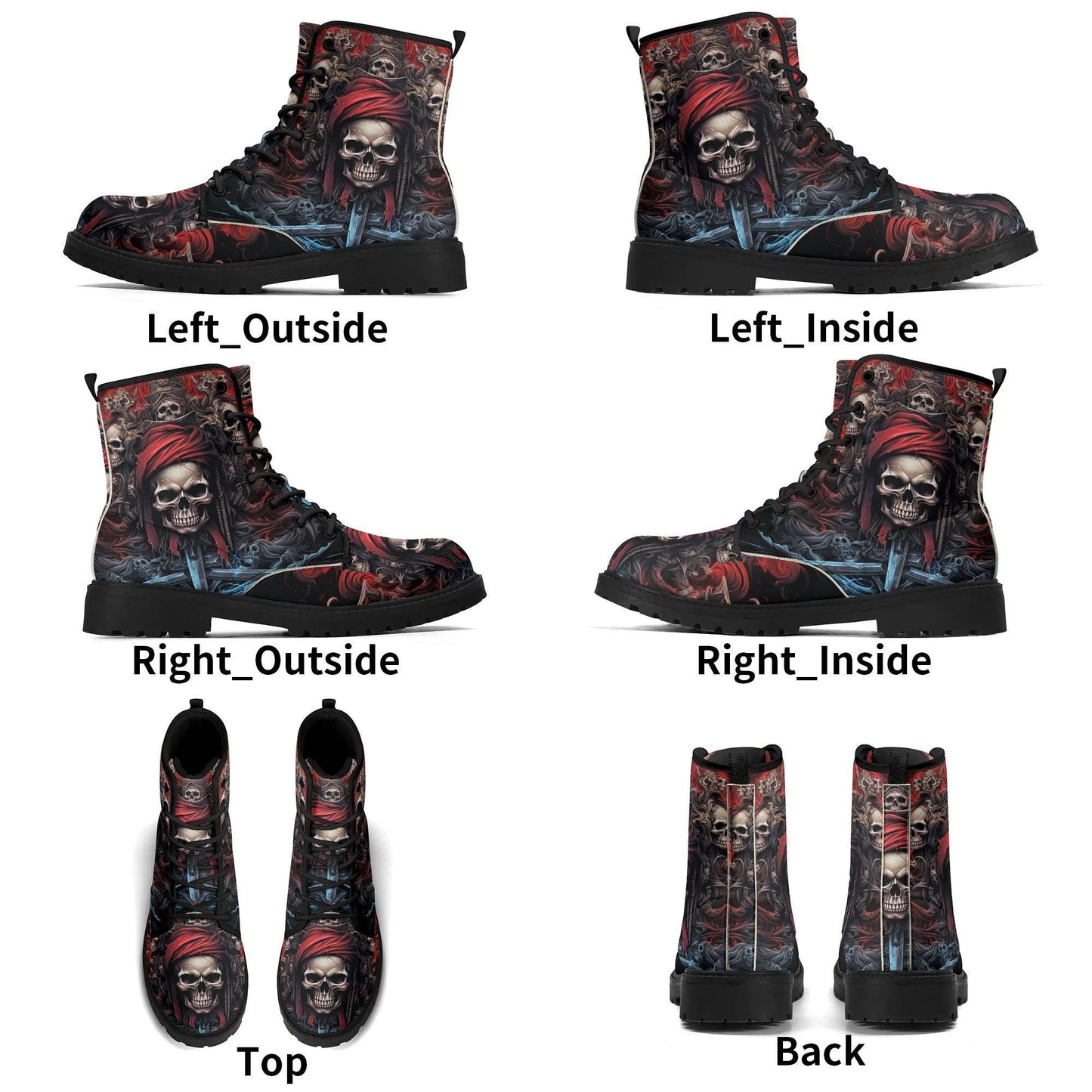 Handcrafted Skull Design Boots - Unique Pirate Skull Pattern Ankle Boots for Men & Women - Custom Gothic Footwear Skull boots