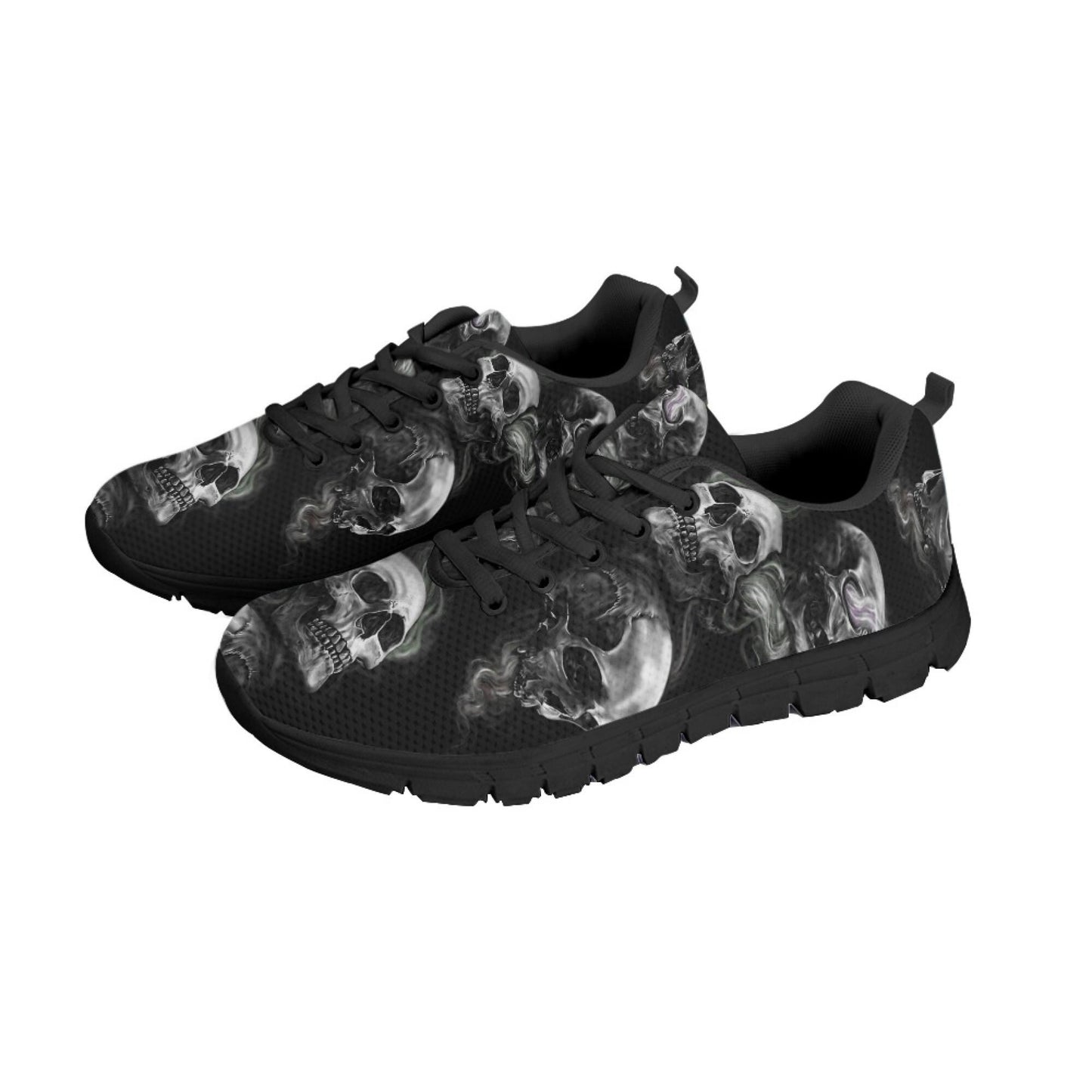 Skull Vortex Sneakers - Edgy Custom Skull and Smoke Design Athletic Shoes for Men and Women, Unique Handcrafted Streetwear, skull sneakers