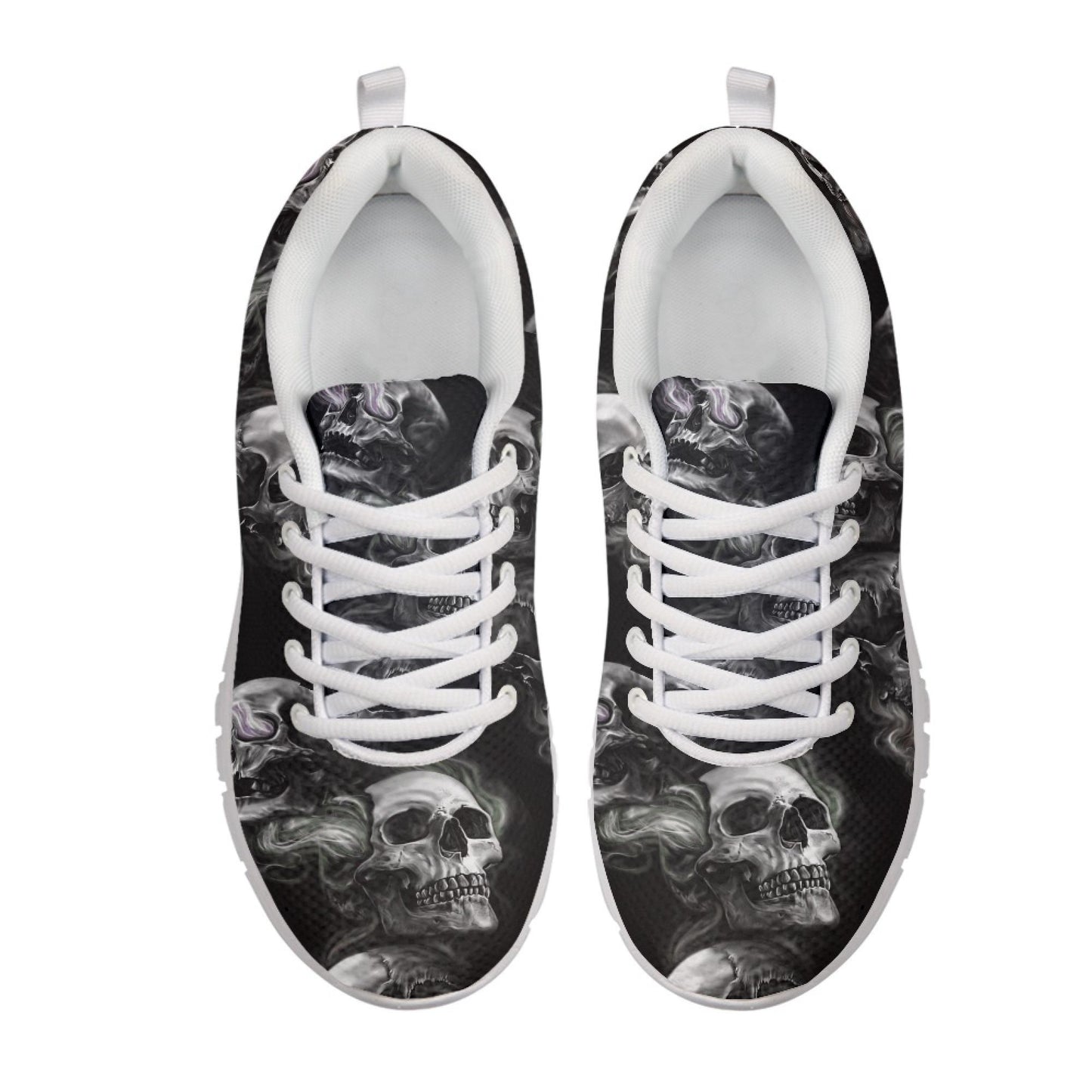 Skull Vortex Sneakers - Edgy Custom Skull and Smoke Design Athletic Shoes for Men and Women, Unique Handcrafted Streetwear, skull sneakers