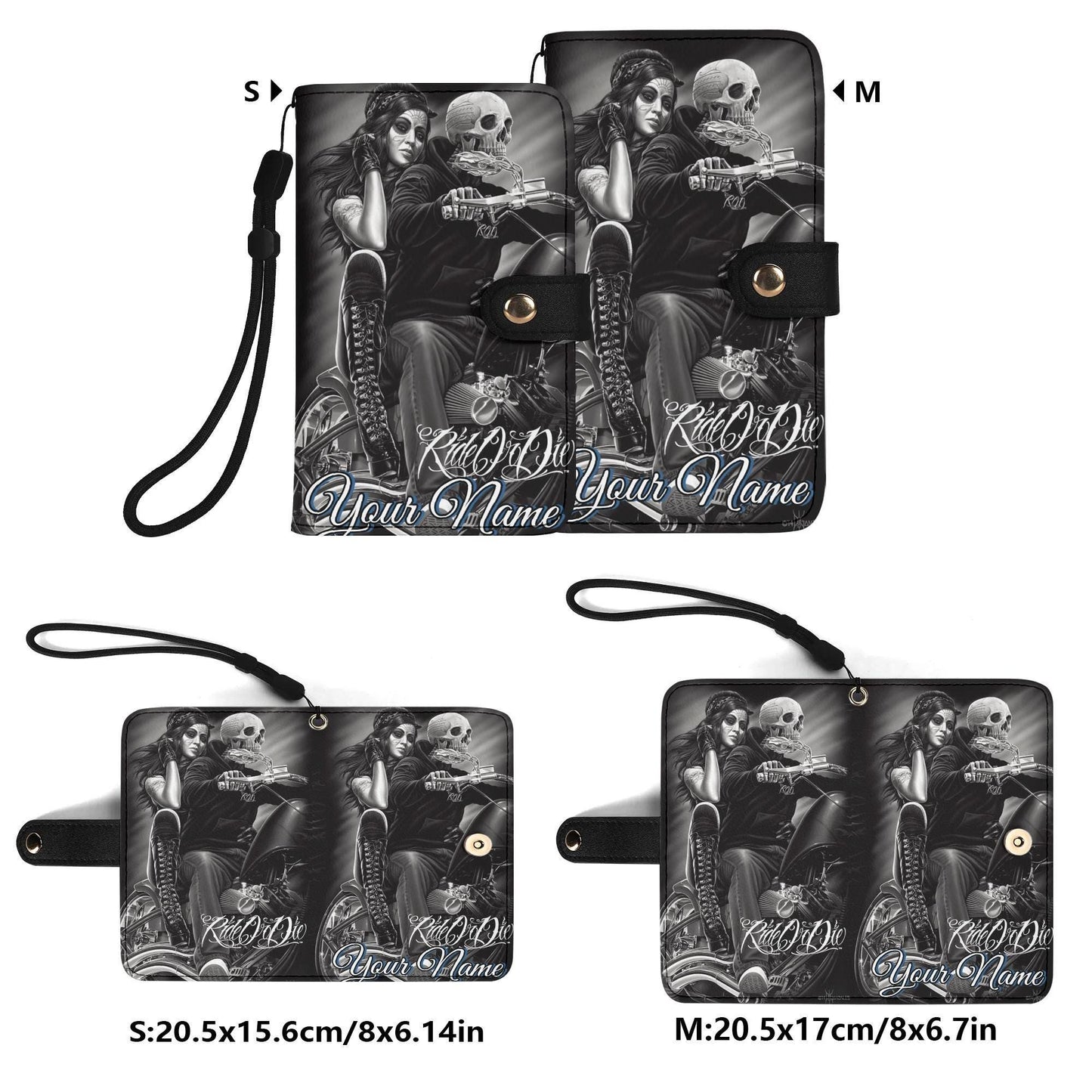 Skull Phone Flip Case PU Leather Cover for Most Mobile Phone Models, skeleton phone case, skull phone wallet, skull iphone case card holder