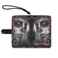 Skull Phone Flip Case PU Leather Cover for Most Mobile Phone Models, skeleton phone case, skull phone wallet, skull iphone case card holder
