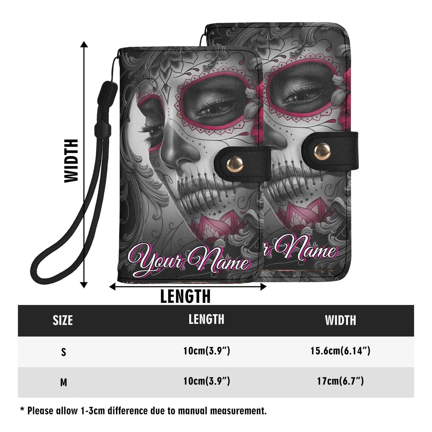 Skull Phone Flip Case PU Leather Cover for Most Mobile Phone Models, skeleton phone case, skull phone wallet, skull iphone case card holder