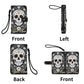 Sugar Skull Phone Wallet Case with Roses â€“ Custom Name â€“ Leather Flip Cover with Card Holder, Day of the dead Style Phone Case