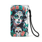 Custom Gothic Skull Phone Case with Red Roses â€“ Leather Wallet Cover â€“ Halloween Flip Case with Card Slots