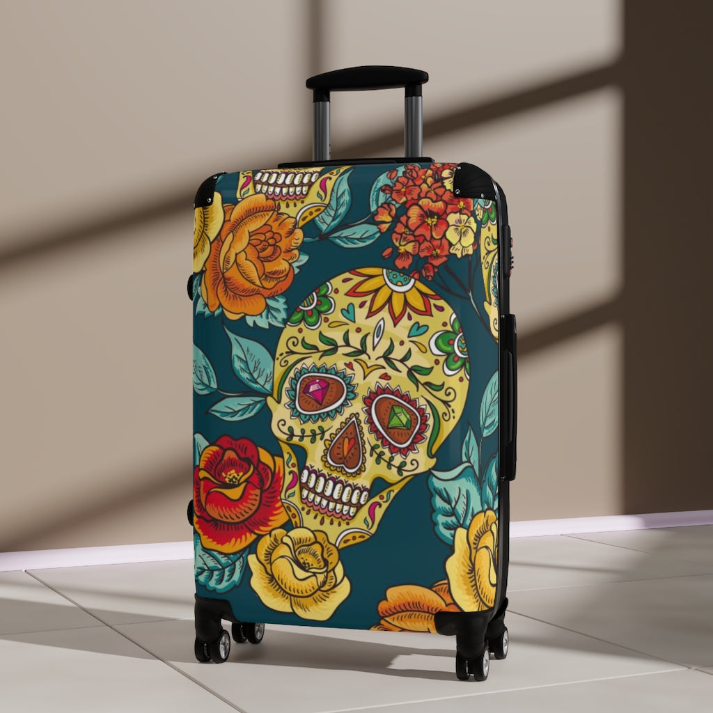 Sugar skull Suitcases, Sugar skull luggage, Day of the dead suitcase luggage, skull Halloween suitcase luggage