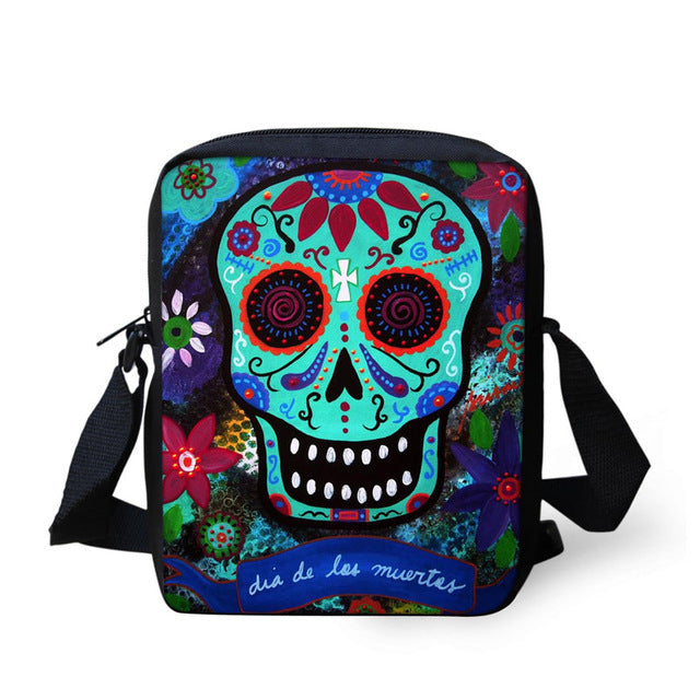 Small Cartoon Women Cross Body Bags Cool Sugar Skull Pattern Ladies Casual Mini Shoulder Bags Female Messenger Bags