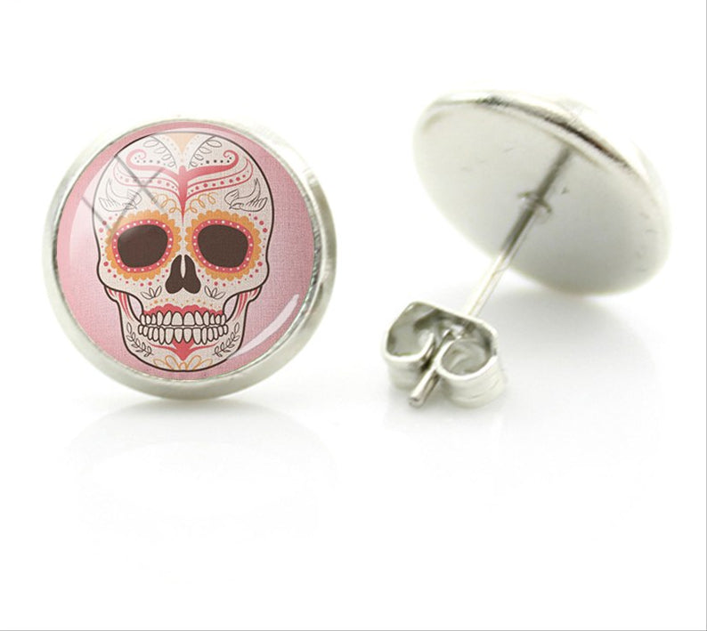 Skeleton Heart Stud Earrings Rock Punk skull earring wholesale price Halloween party fashion Retro for women jewlery A651