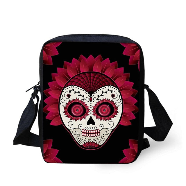 Small Cartoon Women Cross Body Bags Cool Sugar Skull Pattern Ladies Casual Mini Shoulder Bags Female Messenger Bags