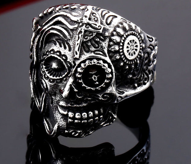 skull ring men stainless steel Hip-hop retro punk personality biker jewelry