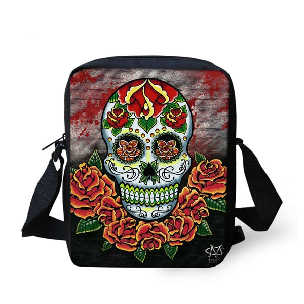 Small Cartoon Women Cross Body Bags Cool Sugar Skull Pattern Ladies Casual Mini Shoulder Bags Female Messenger Bags