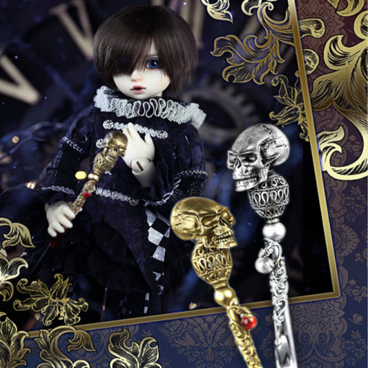 cane giant doll delicate skull size retro European double color gold and silver stick
