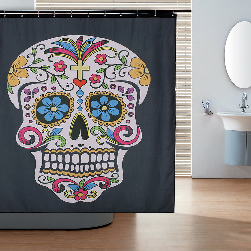 Skull Pattern Shower Curtain Polyester Fabric Shower Curtains Waterproof  Bath Curtain with Hooks Bathroom Products