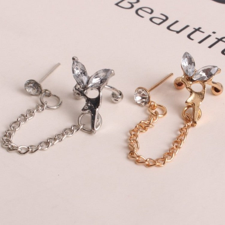 1 Pc New Fashion Personality Metal Ear Clip Leaf Tassel Earrings Pendientes Ear Cuff Women Caught In The Ear Cuffs Jewelry