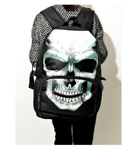 Cool colorful Printing Skull Head Senior High School Bag For Teenage Boys