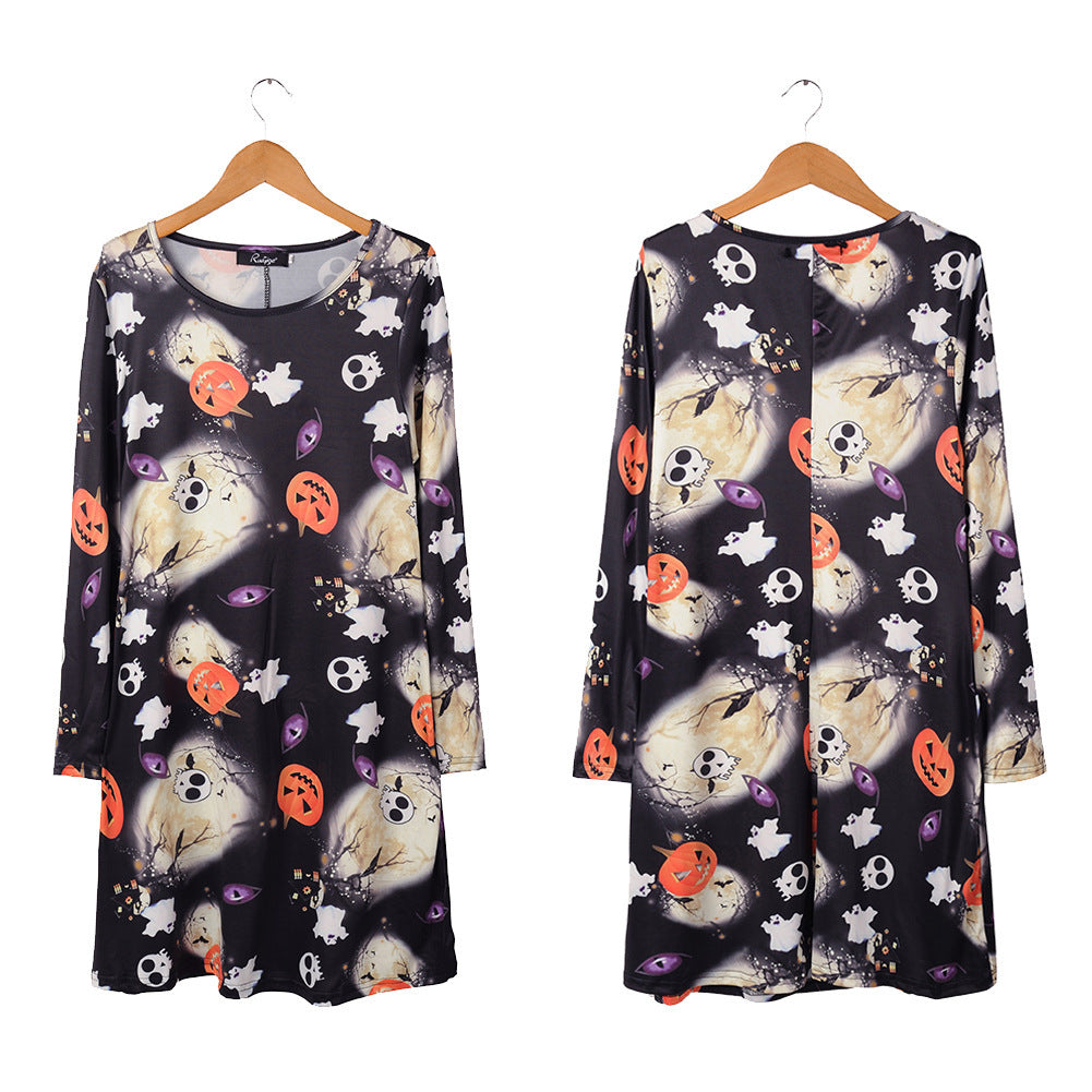 Casual Loose Round Neck Halloween Xmas Party Dress
