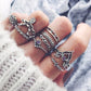 10 Pcs/Set Women Bohemian Fatima Hand Crown Hollow Caved Geometric Joint Knuckle Rings