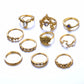 10 Pcs/Set Women Bohemian Fatima Hand Crown Hollow Caved Geometric Joint Knuckle Rings