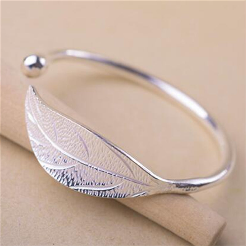 100% 925 Sterling Silver Leaf Charm Bracelets & Bangles For Women Wedding Gift Adjustable Bracelet Pulseira Feminina