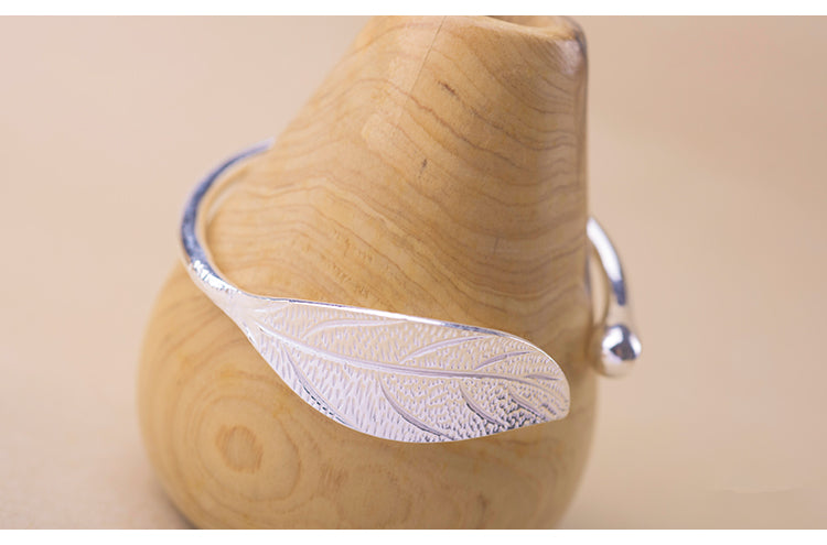 100% 925 Sterling Silver Leaf Charm Bracelets & Bangles For Women Wedding Gift Adjustable Bracelet Pulseira Feminina