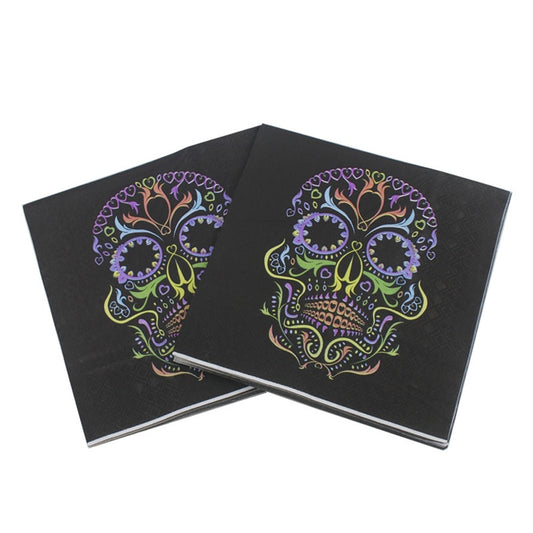 100Pcs Halloween Show Party Punk Mexico Multicolor Skull Paper Napkin