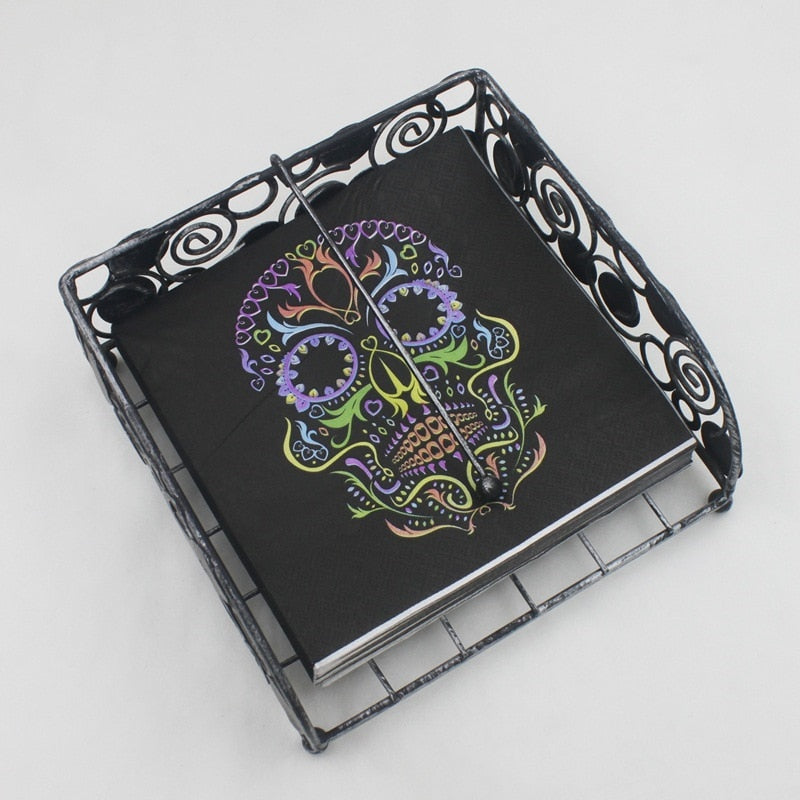 100Pcs Halloween Show Party Punk Mexico Multicolor Skull Paper Napkin