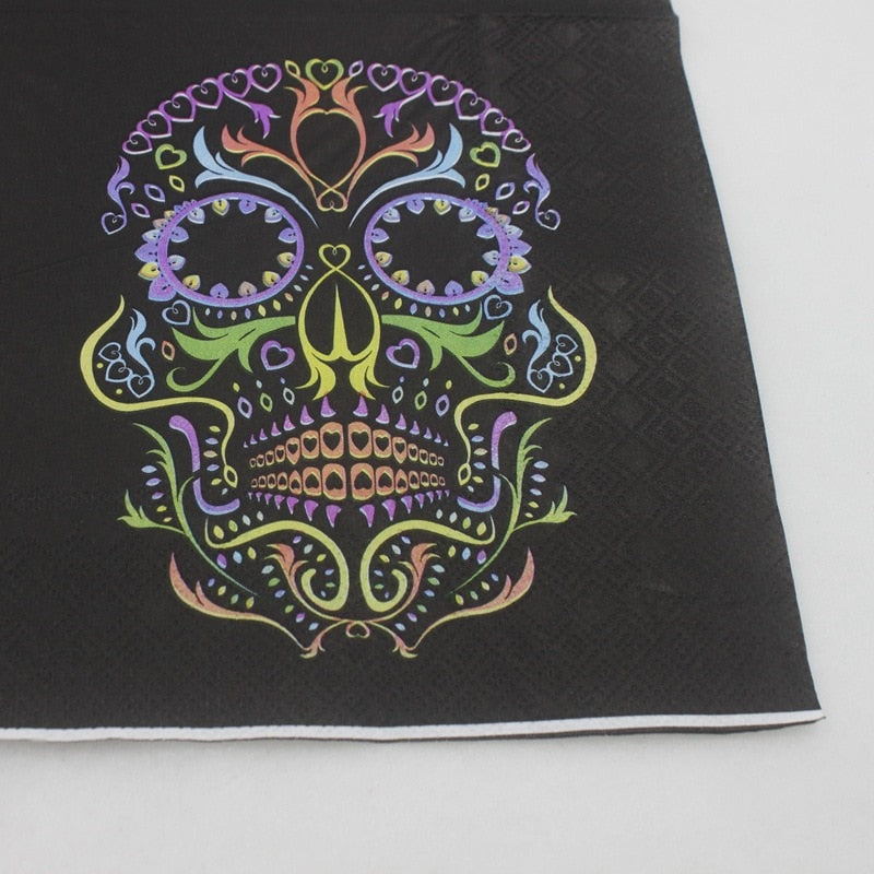 100Pcs Halloween Show Party Punk Mexico Multicolor Skull Paper Napkin