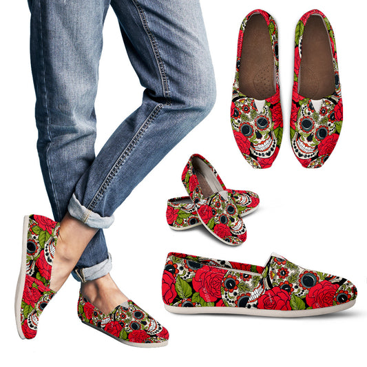 Sugar skull Wommen's casual red shoes