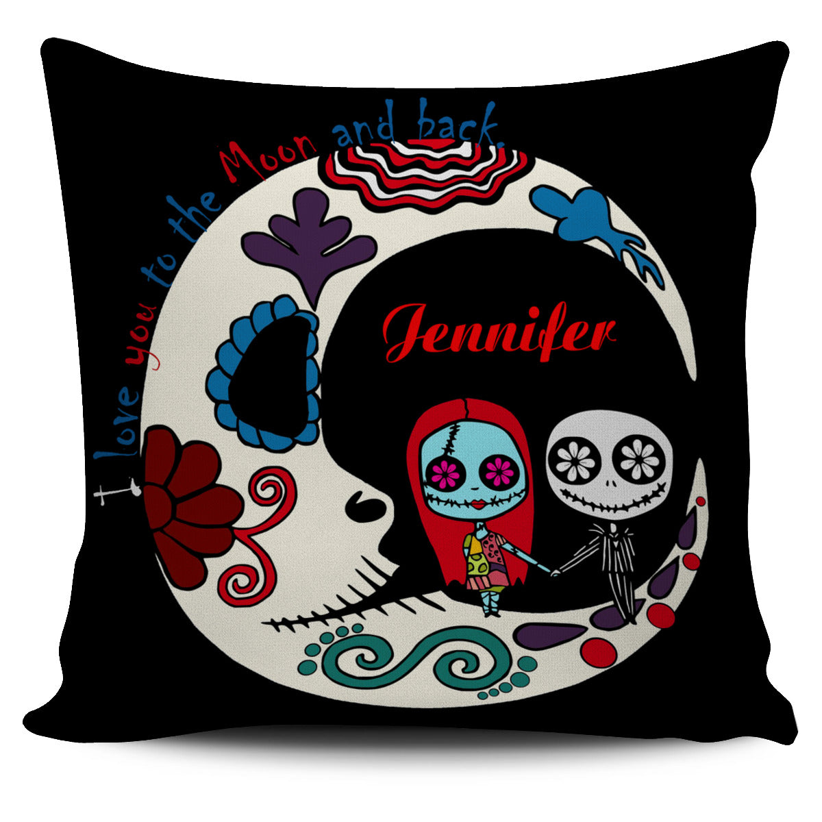 Sugar skull pillow cover - Jennifer