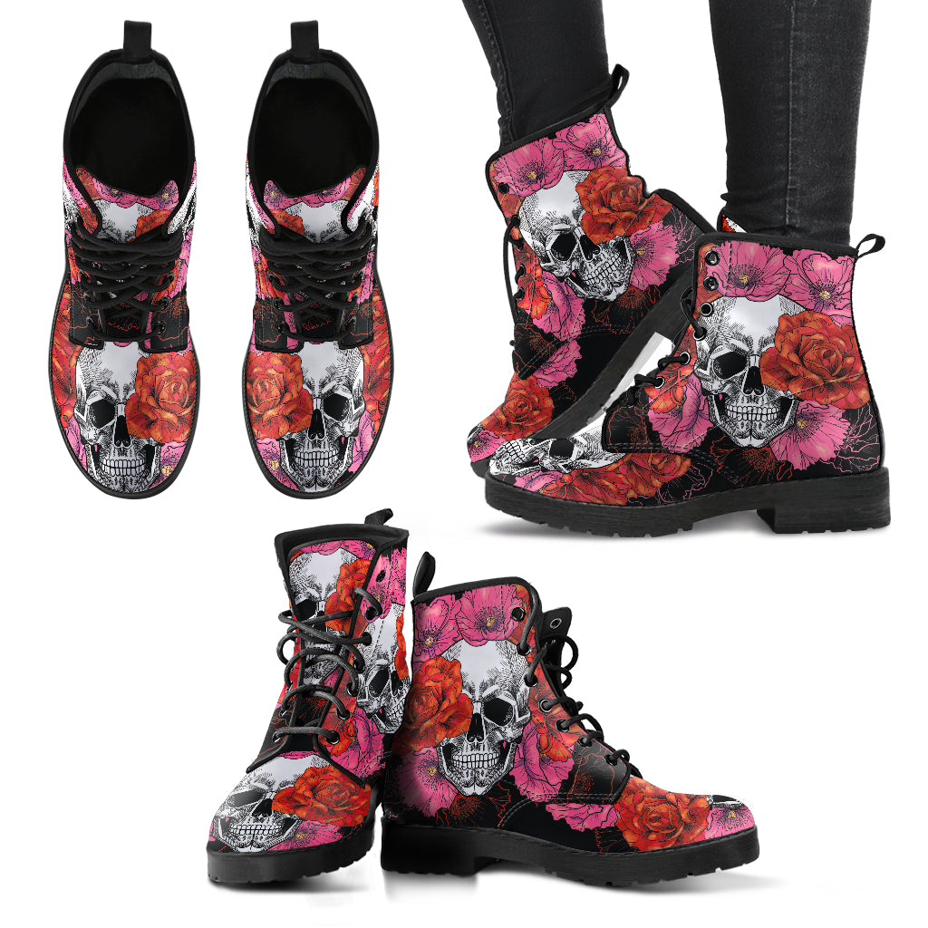 Roses and Skull Handcrafted Boots