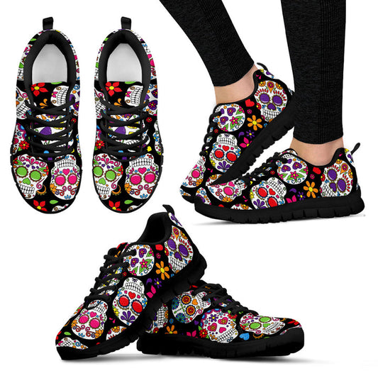 Sugar skull Day of the dead Women's Sports Shoes, Dia de los muertos skull skeleton shoes sneakers