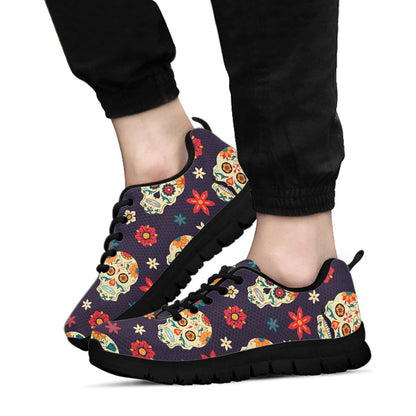 Black sugar skull sneakers shoes