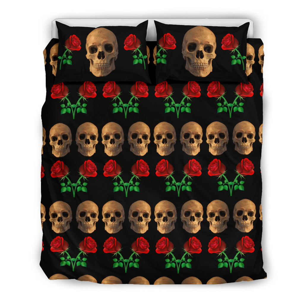 Roses and Skulls Bedding Set for Skull Lovers