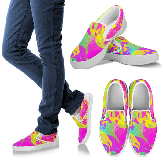 Yellow skull women’s Slipons