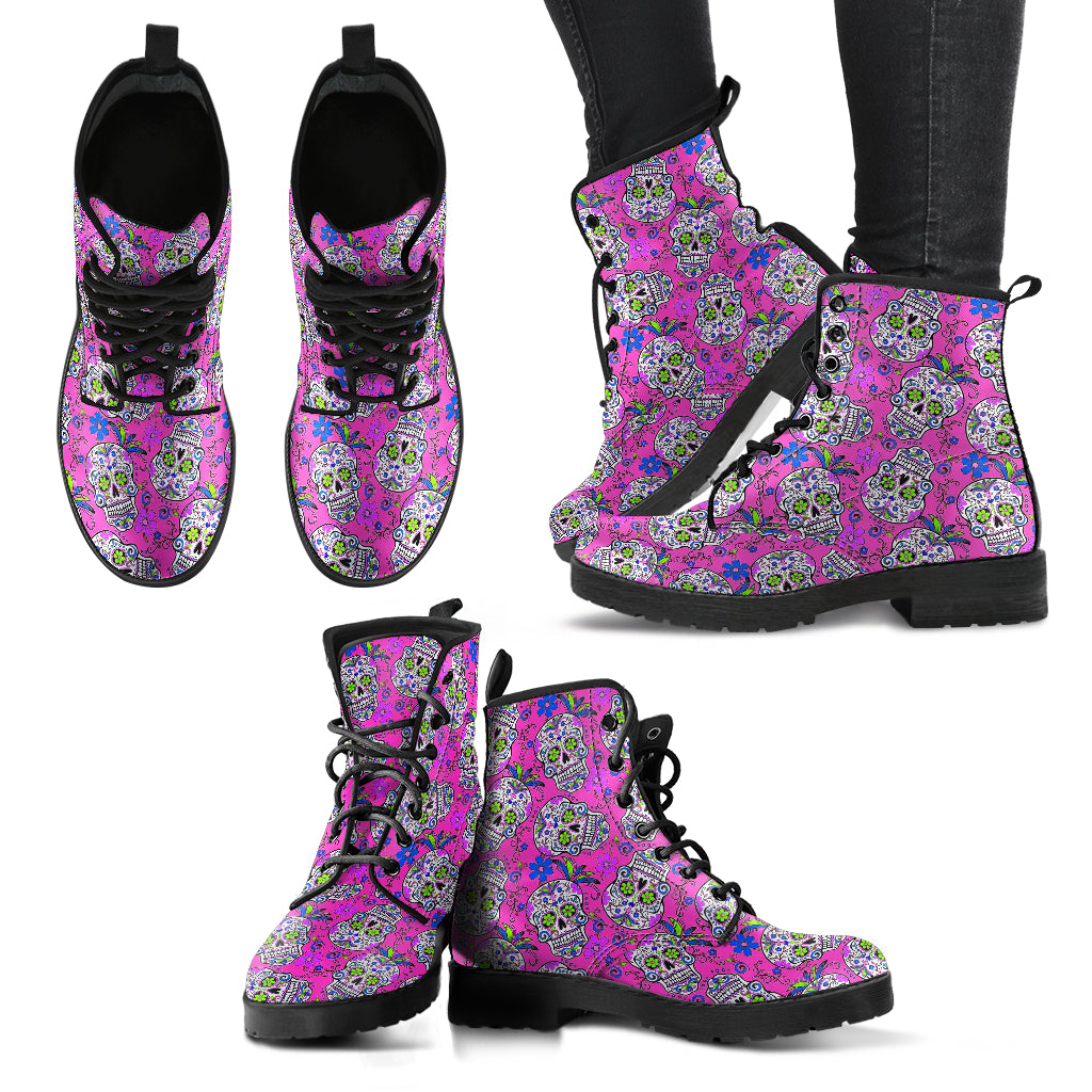 Sugar Skull boots - Pink