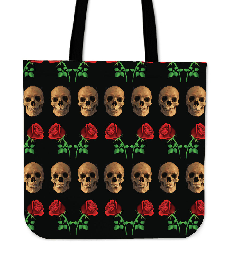 Roses and Skulls Tote Bag for Skull Lovers