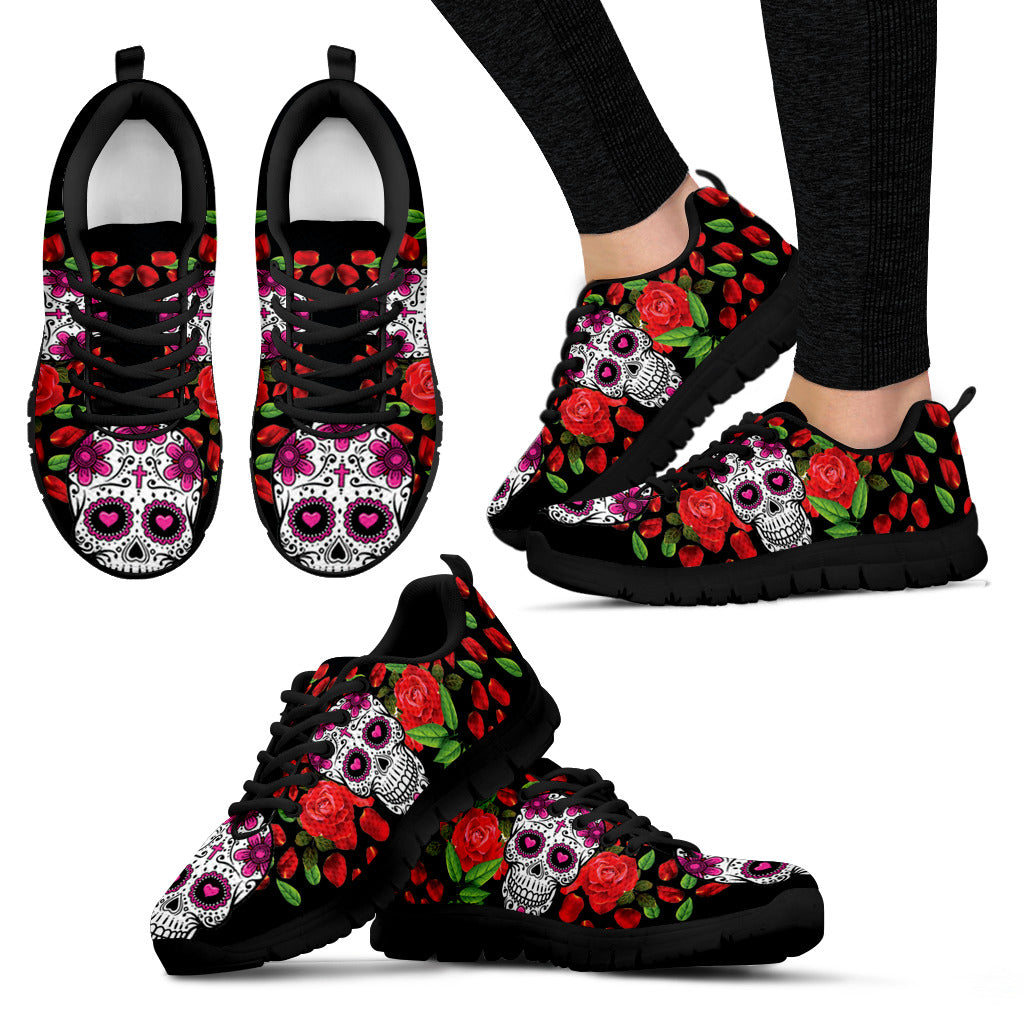 Red Roses Skull Sneakers