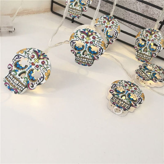 10PCS/SET Battery Halloween Holiday Christmas Skull LED String Lights