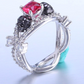 Red Zircon Black Gold Filled Cross Punk Skeleton Skull Rings Demon Women's Ring