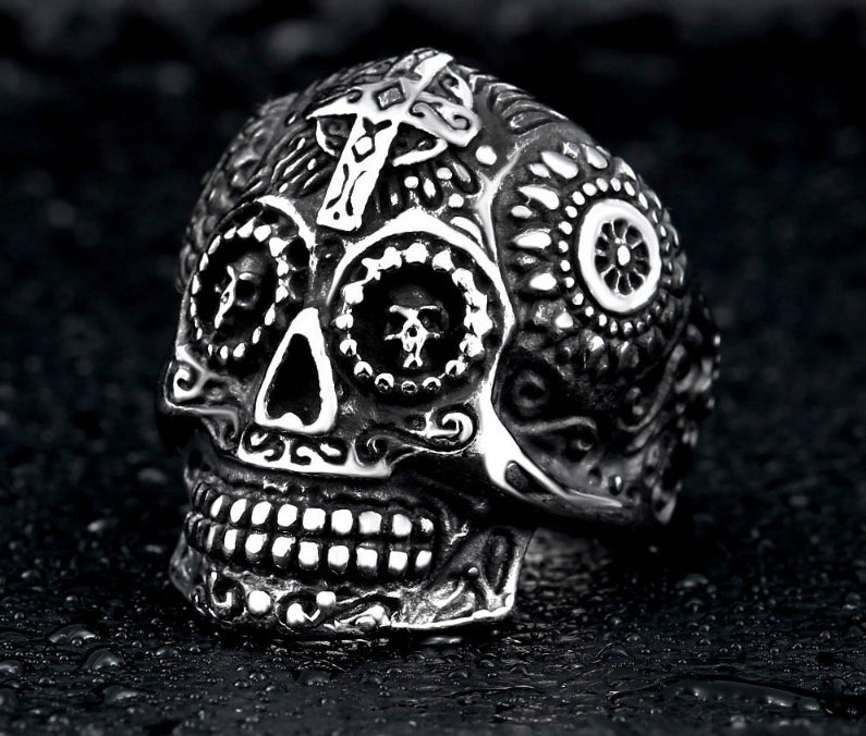 skull ring men stainless steel Hip-hop retro punk personality biker jewelry