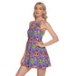 Halloween Skull Women's Round Neck Above Knee Dress