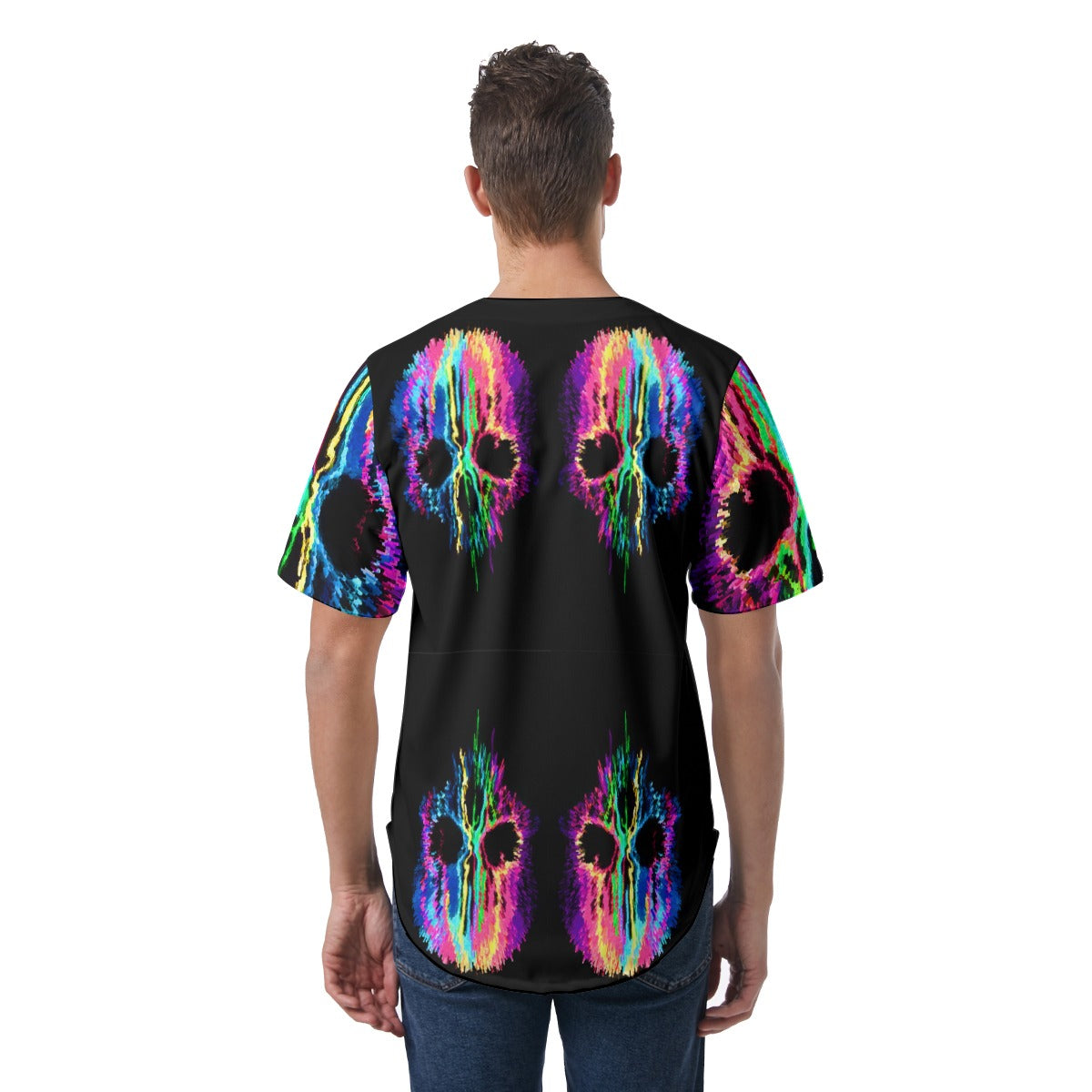 Halloween Day of the dead Skeleton Horror Men's Short Sleeve Baseball Jersey