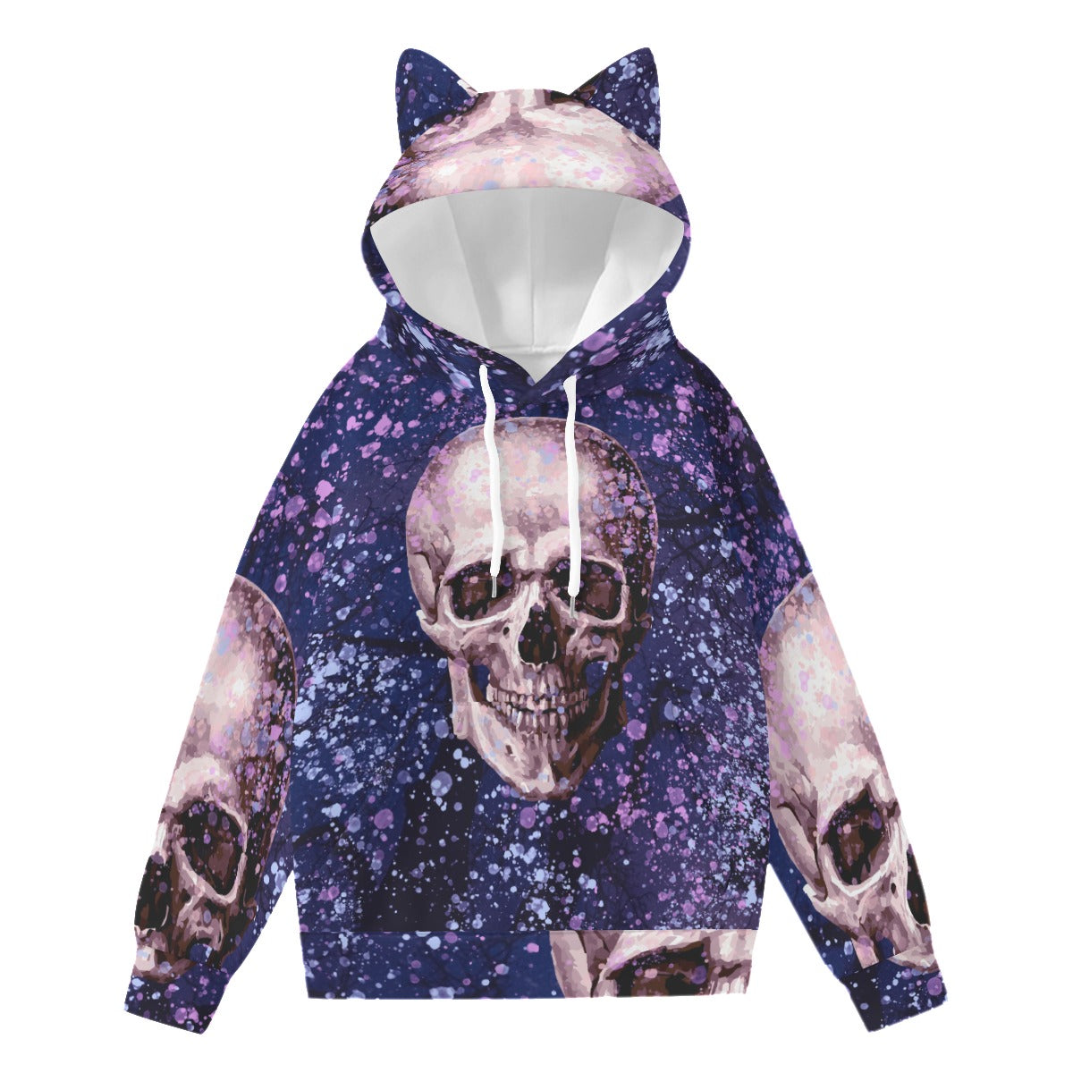 Halloween Grim reaper Calavera Women’s Hoodie With Decorative Ears Evil