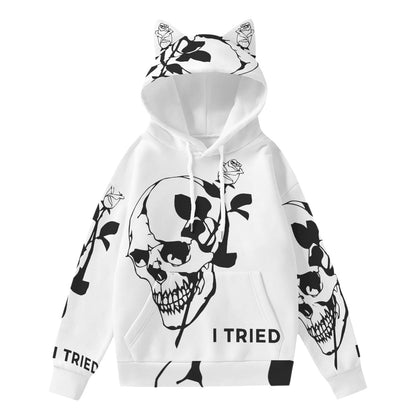 Halloween Mexican skull Gothic Women’s Hoodie With Decorative Ears