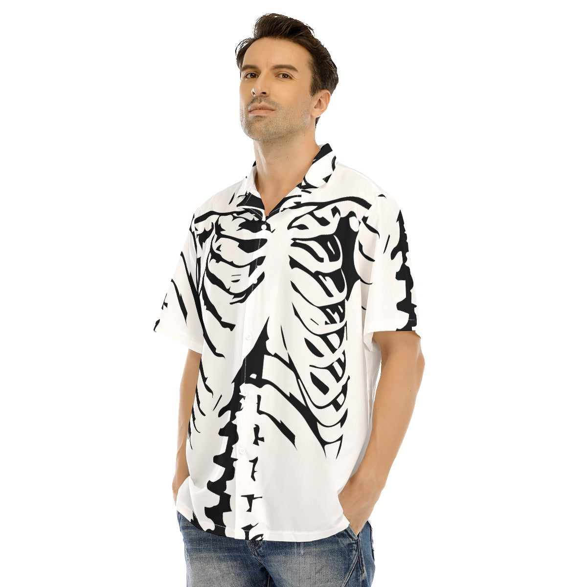 Gothic Halloween Men's Hawaiian Shirt With Button Closure