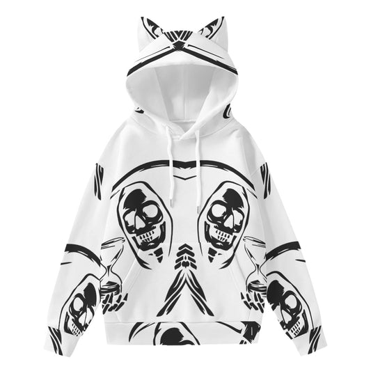 Halloween Skeleton Calavera Women’s Hoodie With Decorative Ears Grim reaper