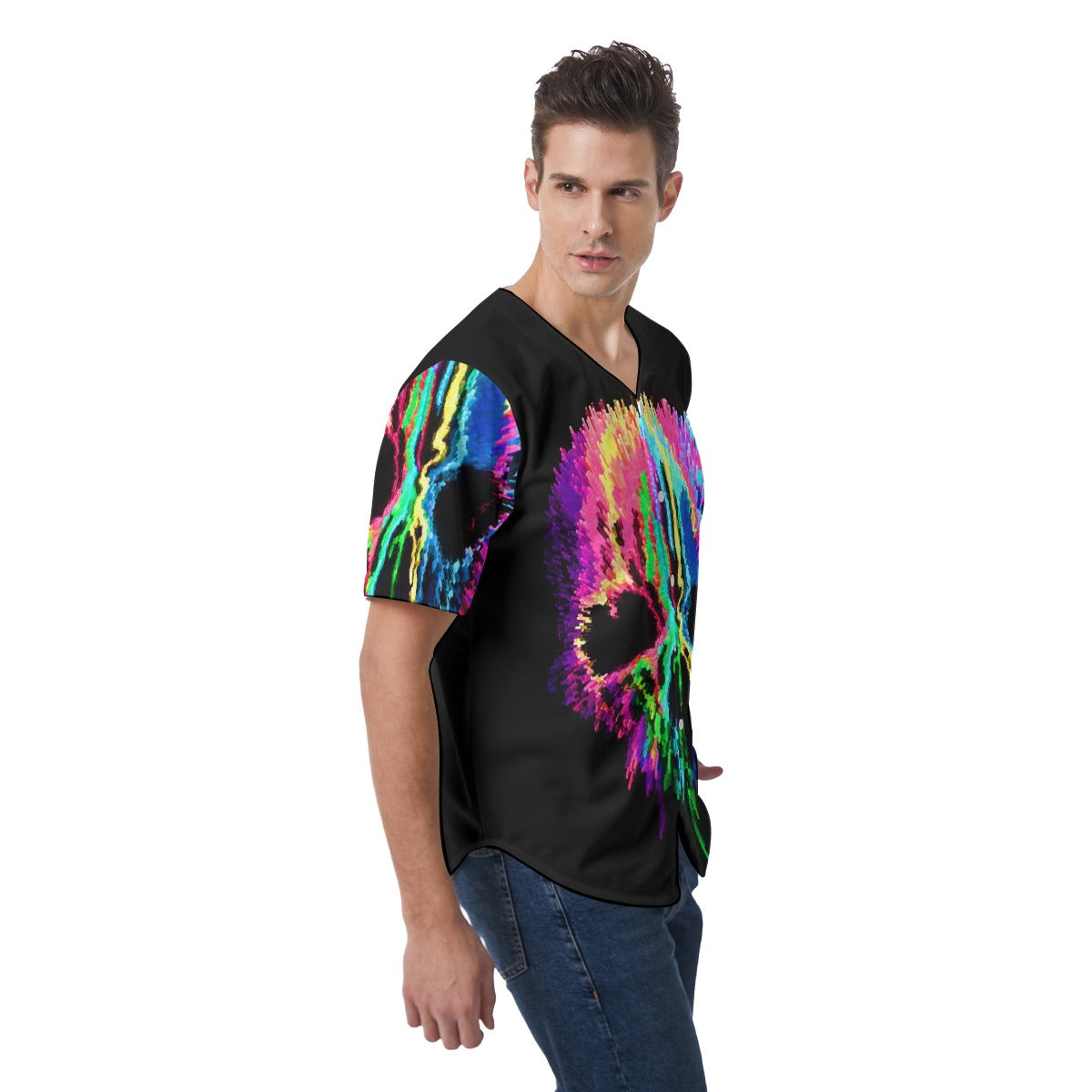 Halloween Day of the dead Skeleton Horror Men's Short Sleeve Baseball Jersey