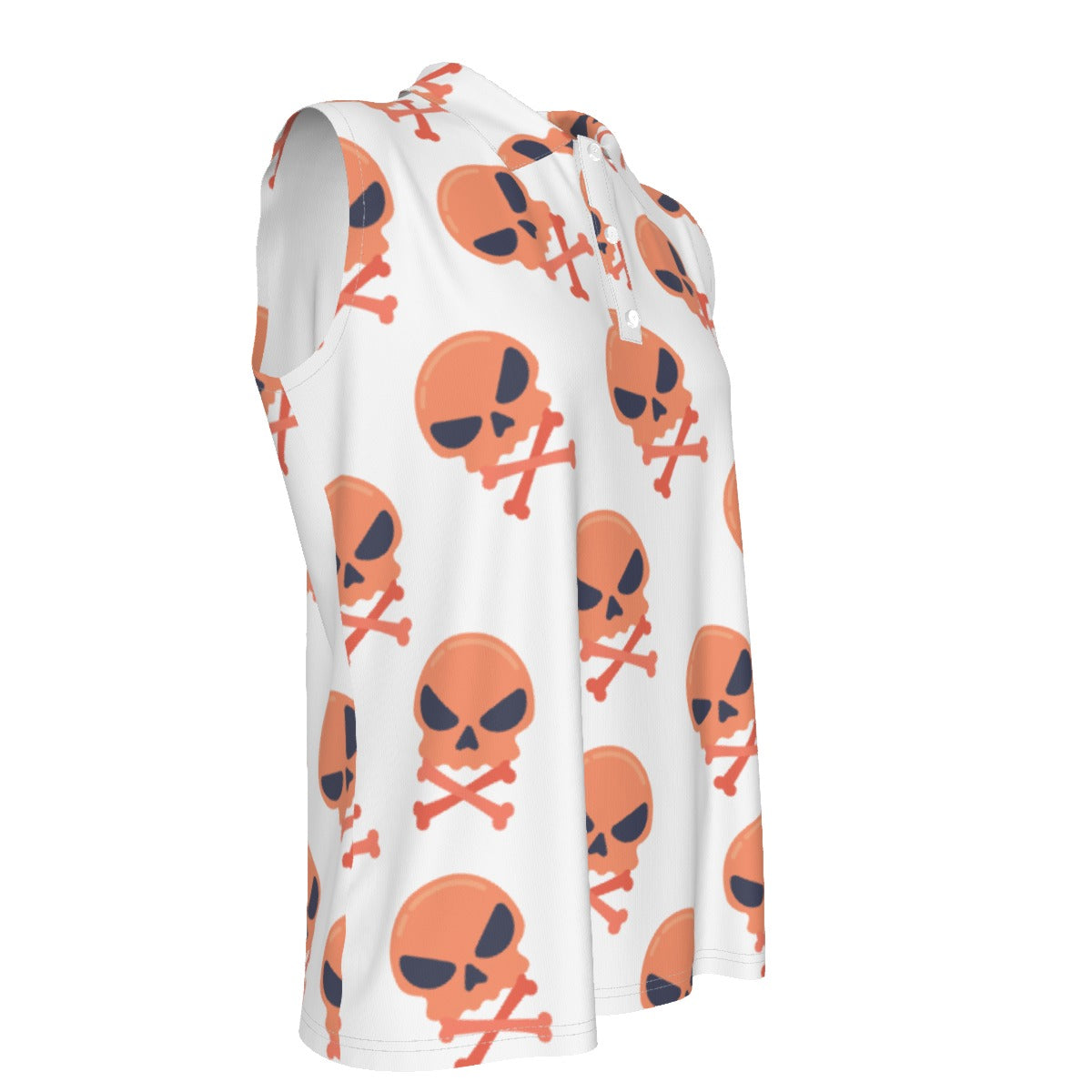 Halloween Skeleton Women's Sleeveless POLO Shirt Day of the dead